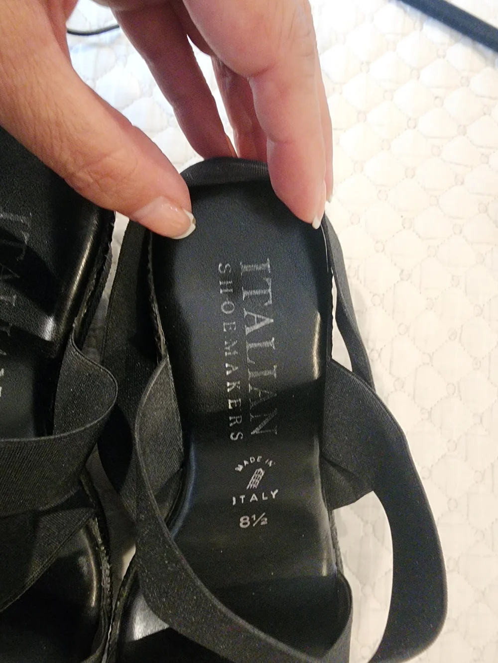Italian Shoemakers Black Elastic Strap Wedge Sandals